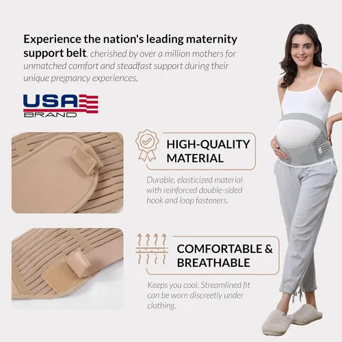 Vista 14 de NeoTech Care Cinturón de maternidad para embarazo, soporte para espalda, abdomen, cintura, pelvis (talla L, color marfil)