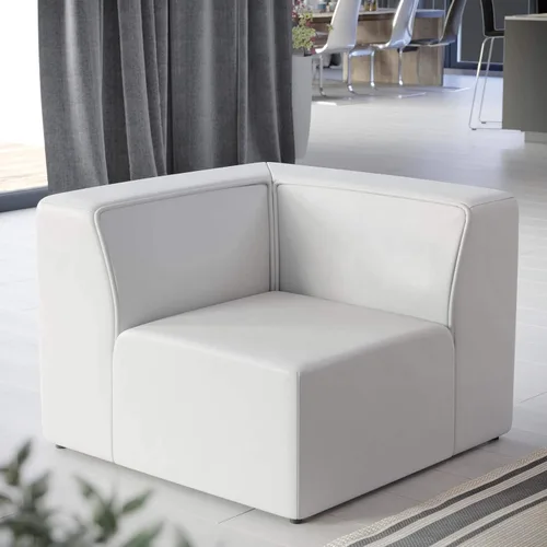 Vista 16 de Modway Mingle Sofá seccional de cuero vegano Silla con brazo izquierdo en gris