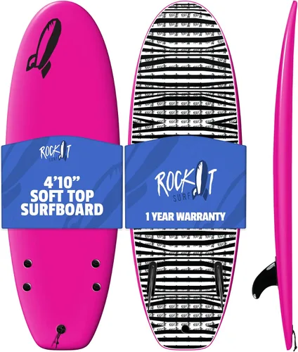 Vista 10 de Rock-It - Tabla de surf CHUB Soft Top de 4 pies y 10 pulgadas, para niños y mini, fácil de remar y maniobrable para principiantes Amarillo