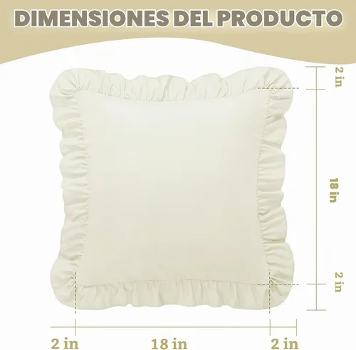 Vista 3 de KKJIAF Paquete de 2 fundas de almohada con volantes de 18 x 18 pulgadas