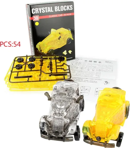 Vista 4 de Rompecabezas de cristal 3D clásico para automóvil, rompecabezas de cristal para rompecabezas a partir de 16 años, 54 piezas (negro)
