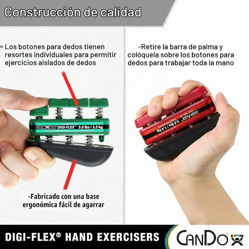 Vista 4 de Juguete giratorio ejercitador de mano CanDo 10-0751 Digi-Flex, dedo 0.75 libras / mano 2.5 libras, bronceado-XX-iluminación, Amarillo , 1