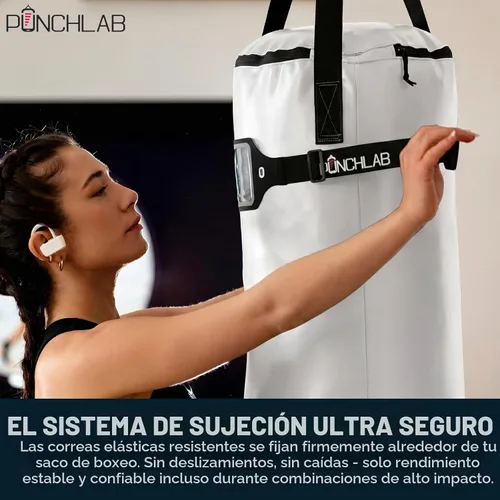 Vista 3 de Soporte de teléfono de boxeo para saco de boxeo – Soporte de correa para bolsa pesada con rastreador de perforación, se adapta a todas las bolsas