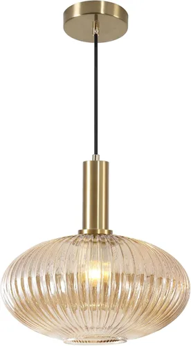 Vista 16 de KCO Lighting Lámpara Colgante Mini de Cristal Ahumado, Accesorio de Iluminación de 1 Luz Oro Cepillado, Luces Colgantes para Isla de Cocina