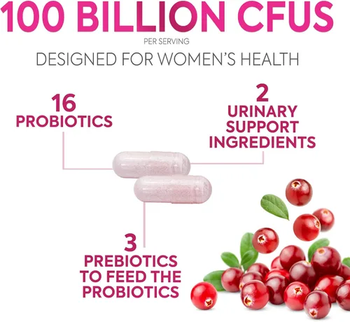 Vista 3 de Probióticos para mujeres – Equilibrio de PH, apoyo a la salud digestiva y femenina – 100 mil millones de UFC por porción – Probiótico para mujer