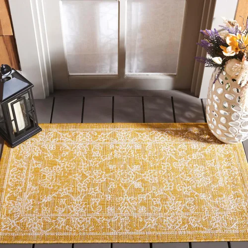 Vista 101 de SAFAVIEH Alfombra lavable al aire libre, colección Courtyard - 2'3" x 5', azul aguamarina y gris, no desprende pelusa y fácil limpieza, ideal