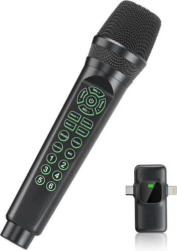 Vista 8 de MC9 Online Karaoke Microphone for Phone/PC, Live Streaming Microphone Set Easy Podcast Kit w/Built-in Sound Card, Voice Changer, Real-Time