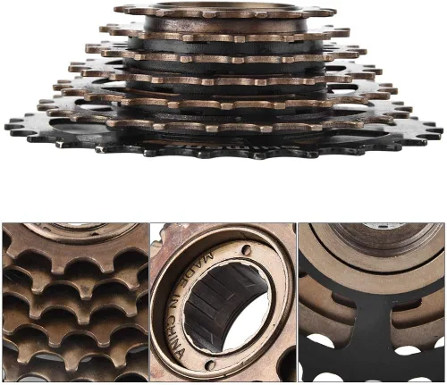Vista 6 de Tbest Cassette,Tornillo de casete de rueda libre encendido,Conjunto de rueda eléctrica de bicicleta, rueda dentada de casete de rueda dentada de 7