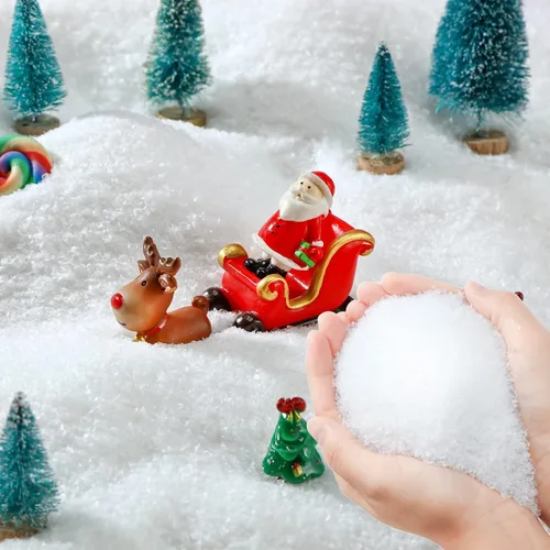 Vista 9 de Syhood - Nieve falsa de Navidad para manualidades, nieve falsa con purpurina, nieve falsa en polvo artificial para decoración de pueblo, decoración