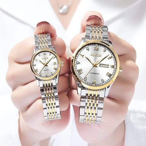 Vista 6 de OLEVS Relojes automáticos para mujer de acero inoxidable con diamantes mecánicos luminosos impermeables para mujer