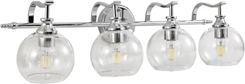 Vista 16 de ANDY STAR Lámparas de baño de níquel cepillado, luces de tocador de 1 luz, apliques modernos de pared de baño con pantalla de vidrio transparente