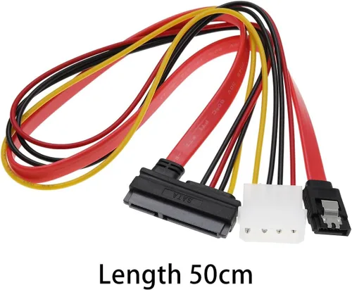 Vista 4 de Cable de alimentación de datos SATA 2 en 1, 22 pines (7+15) SATA macho a hembra de datos y alimentación Combo de cable de extensión Accesorios