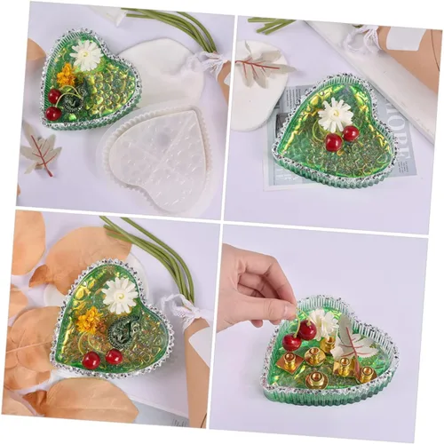 Vista 3 de COLLBATH Moldes de silicona para placa de corazón, posavasos Moldes de silicona, cuenco de corazón, recipientes de almacenamiento de silicona, molde