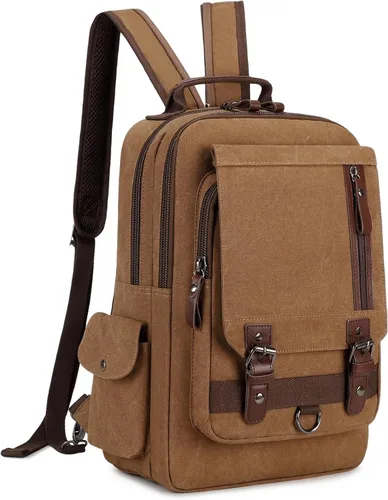 Vista 21 de Mygreen bolsa cruzada de lona, mochila de viaje Verde militar
