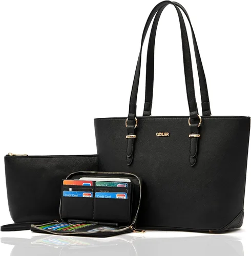 Vista 15 de Qiyuer - Juego de carteras y bolsos para mujer, bolso de trabajo, bolso de mano, bolso de hombro con asa superior, bolso con cartera a juego