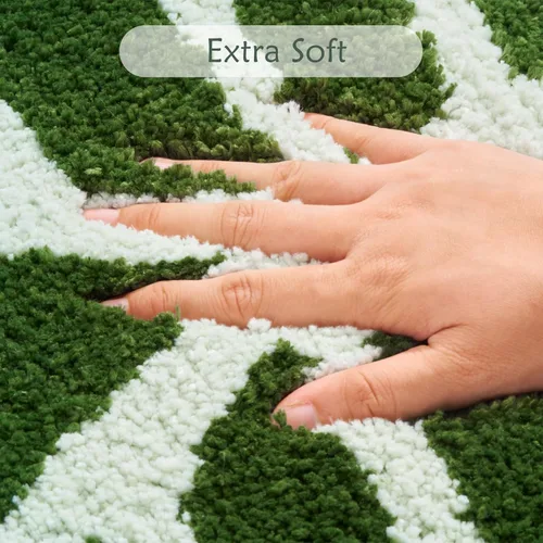 Vista 5 de Alfombra de baño con forma de hojas verdes, alfombra de baño con forma de hojas tropicales para bonita decoración de baño, alfombra de planta