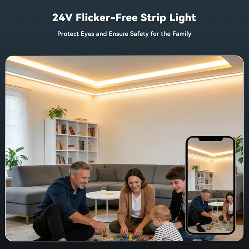 Vista 6 de PAUTIX Tira de luz LED COB de 5 mm 16.4 pies/5 m 3000K Blanco cálido 504 LEDs/m, Cinta LED flexible DC24V para gabinete Hogar Proyectos