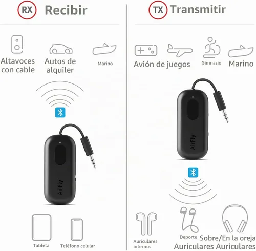 Vista 5 de Twelve South AirFly Pro, transmisor de audio inalámbrico Bluetooth, negro