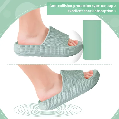 Vista 5 de FJPTREN Zapatos de nube para niños y niñas, sandalias acolchadas antideslizantes, zapatos de ducha ligeros, plataforma para niños, suela gruesa