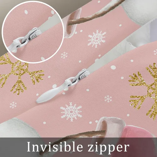 Vista 7 de Fundas de almohada de Navidad de muñeco de nieve rosa de 16 x 24 pulgadas, fundas de almohada rectangulares de invierno con copos de nieve