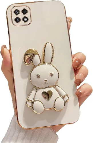 Vista 21 de Funda con soporte de conejo de corazón para Samsung Galaxy A10, cubierta protectora de TPU suave galvanizada a prueba de golpes con bonito soporte