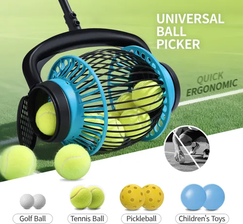 Vista 2 de Rodillo de tolva de pelota de tenis, colector de pelotas de tenis portátil, tolva de tenis sin doblar, recogedor de pelota de tenis de rodadura