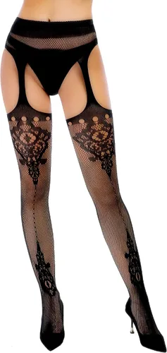 Vista 3 de Skylety 6 pares de medias de red para mujer, medias altas hasta el muslo, medias con tirantes para mujeres y niñas