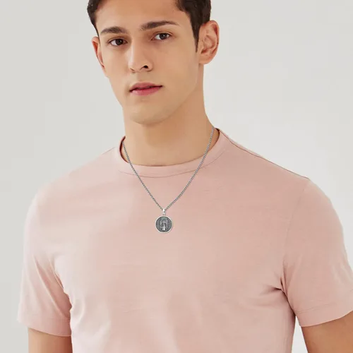 Vista 4 de DOTBJ Collar con colgante de cruz de San MiguelSan CristófaloSan BenitoSan PatricioJesús Amuleto de joyería para hombres y mujeres con cadena Rolo