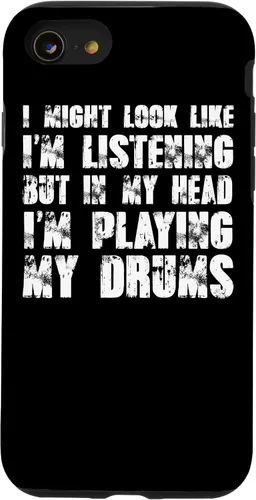 Vista 18 de iPhone 12/12 Pro Might Look Like I'm Listening Playing Drums - Estuche divertido para batería