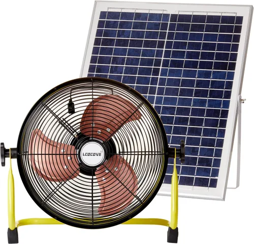 Vista 7 de lcocove El ventilador al aire libre puede funcionar de 5 a 24 horas, ventilador alimentado por energía solar para cobertizo, hogar, hogar
