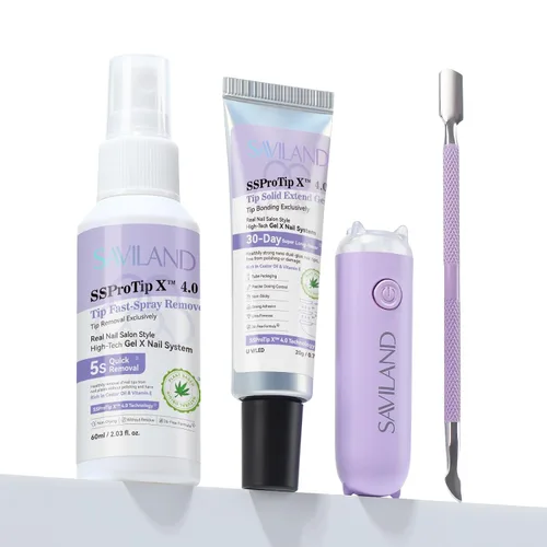 Vista 10 de Kit de pegamento de uñas sólido en gel Saviland y removedor de pegamento de uñas: luz UV para uñas, herramientas completas para uñas postizas