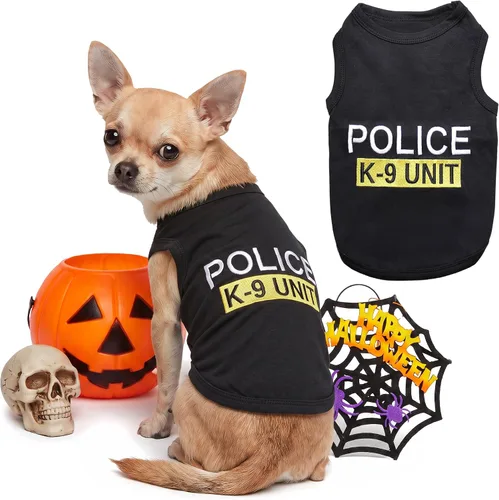 Vista 40 de Camiseta para Perro Parisian Pet - Camiseta Bordada FBI - 100% Algodón, Ropa Transpirable para Perros - Chaleco para Mascotas Sin Mangas - Camisas
