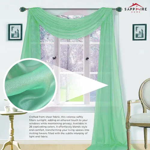 Vista 4 de Sapphire Home Cortinas de cenefa para ventana, cenefas transparentes extralargas para ventanas, cortinas de gasa para sala de estar, cocina