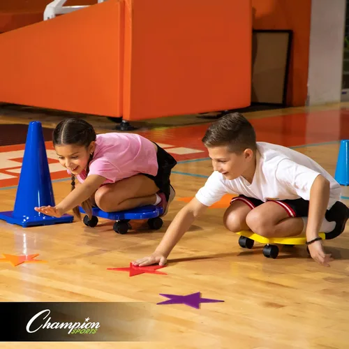 Vista 5 de Champion Sports marcadores polivinílicos de 10 pulgadas para objetivos. Ideales para entrenamientos y simulacros. Juego de 6 en verde, naranja