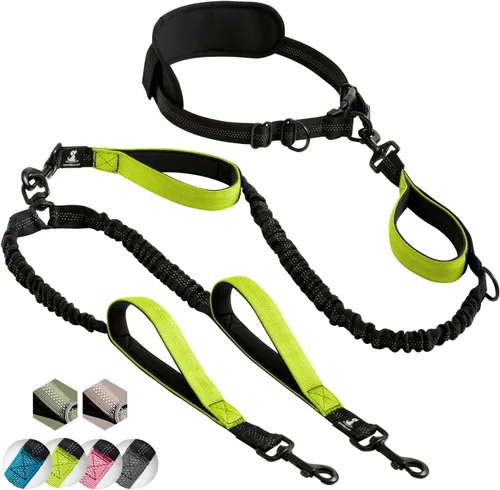 Vista 35 de SparklyPets Correa doble elástica para perro con 2 correas para perros con soporte trasero - Correa doble para perros para razas medianas y medianas