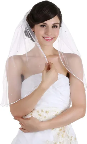 Vista 2 de SAMKY 1T - Velo de novia con diamantes de imitación de 1 nivel