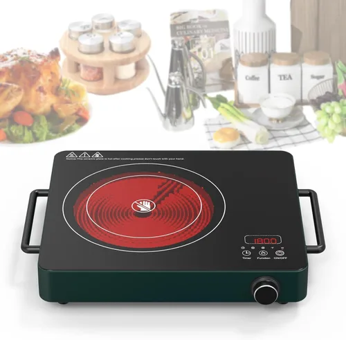Vista 10 de VBGK Placa de cocina eléctrica, estufa de 110 V 3600 W, encimera de 22 pulgadas con 9 niveles de potencia, control táctil LED, protección contra