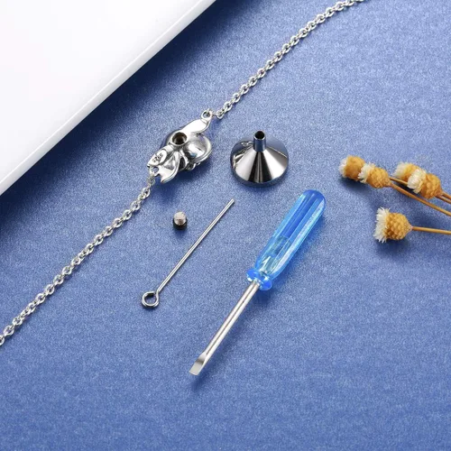 Vista 5 de Joyería de Urna de Cremación de Rosa para Cenizas - Anillo Pulsera Collar Recuerdo Conmemorativo de Plata de Ley 925 Regalo para Mujeres, Regalo