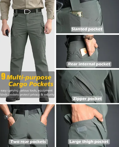 Vista 4 de ReFire Gear Pantalones tácticos de secado rápido para hombre, pantalones cargo ligeros de verano para senderismo al aire libre