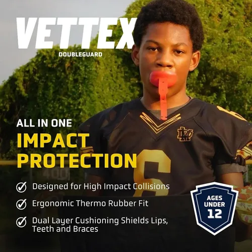 Vista 2 de Vettex Protector bucal de fútbol para jóvenes, Azul Carolina
