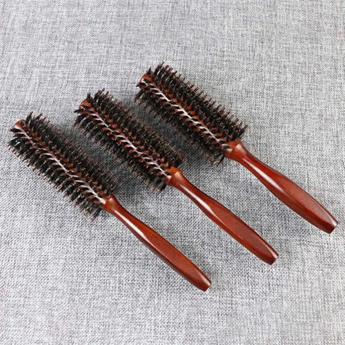Vista 3 de 2 cepillos redondos para el cabello con cerdas de jabalí, cepillo de pelo rizado para secar, peine desenredante, peine de masaje, herramientas
