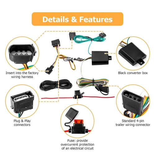 Vista 2 de WeiSen Arnés de cableado de remolque personalizado de 4 pines compatible con Ford Edge Escape Freestar 2004-2012, compatible con Lincoln MKX Fit