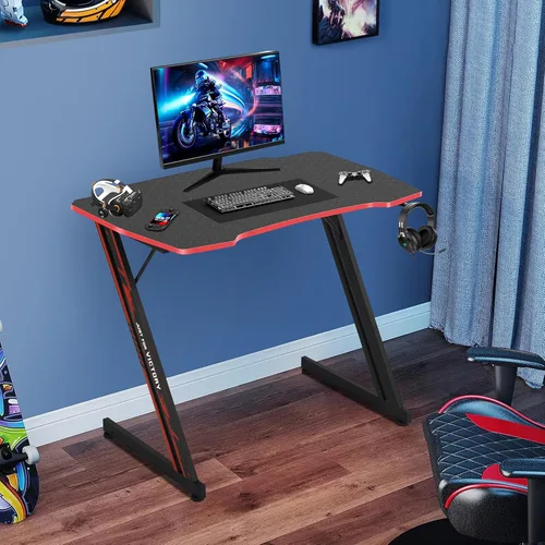 Vista 8 de Escritorio para juegos de 35 pulgadas en forma de Z, moderno y ergonómico para computadora, mesa de computadora para computadora en casa, oficina