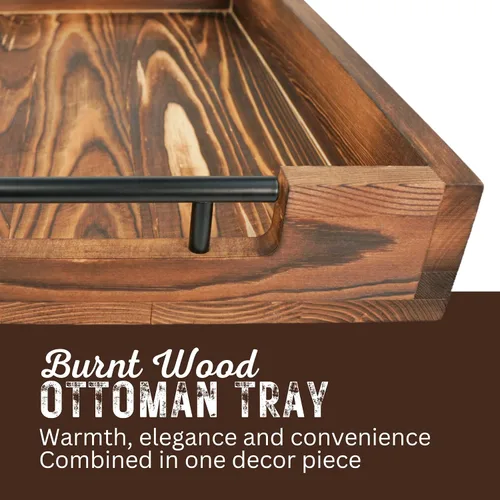 Vista 7 de Bandejas de bambú natural para servir modernas bandejas decorativas Otman con asas de metal, perfectas para sala de estar, dormitorio, entrada