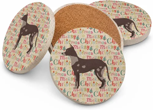 Vista 191 de Abyssinian Sand Terrier Merry Christmas - Posavasos grandes de piedra arenisca (4 unidades)