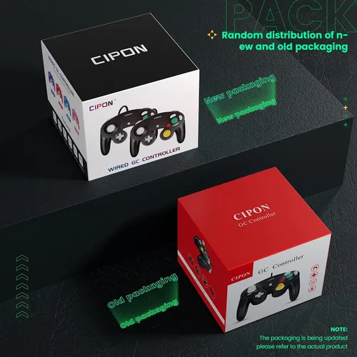 Vista 7 de Cipon Gamecube - Controlador con cable compatible con Nintendo WiiGameCube - mejorado negro y negro