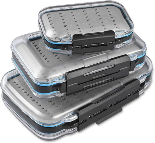 Vista 12 de Gonex Cajas de pesca con mosca para cajas de jig de pesca con mosca de dos caras, caja de pesca con mosca impermeable y ligera, tapa transparente