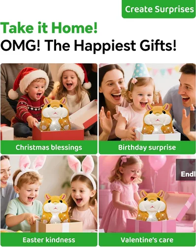 Vista 8 de TWORIVER Juguete de hámster parlante para niños de 2 a 4 años, repite lo que dices, juguete interactivo de peluche, juguete de aprendizaje de habla