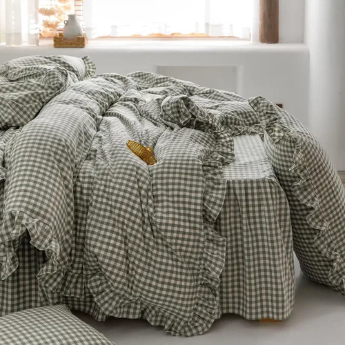 Vista 23 de mixinni Juego de funda de edredón vintage a rayas, tamaño twin, juego de ropa de cama de 3 piezas, 100% algodón lavado, suave y transpirable, funda