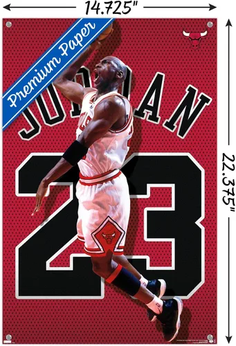 Vista 3 de Michael Jordan - Póster de pared de jersey con alfileres con licencia
